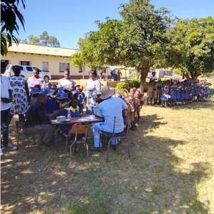 A health worker administers the nOPV2 vaccine at Research Primary School in Kadoma, showcasing the impact of well-coordinated community engagement and information dissemination.