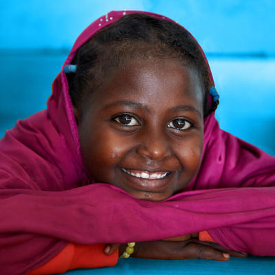 A girl smiling