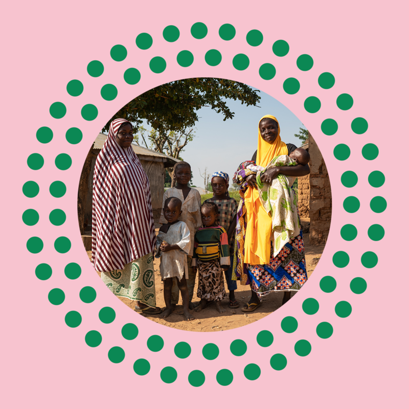 Two woman and five kids